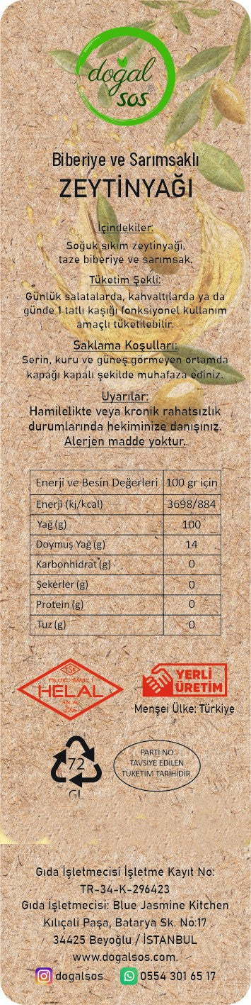 Fonksiyonel Biberiye ve Sarımsaklı Zeytinyağı 250ml