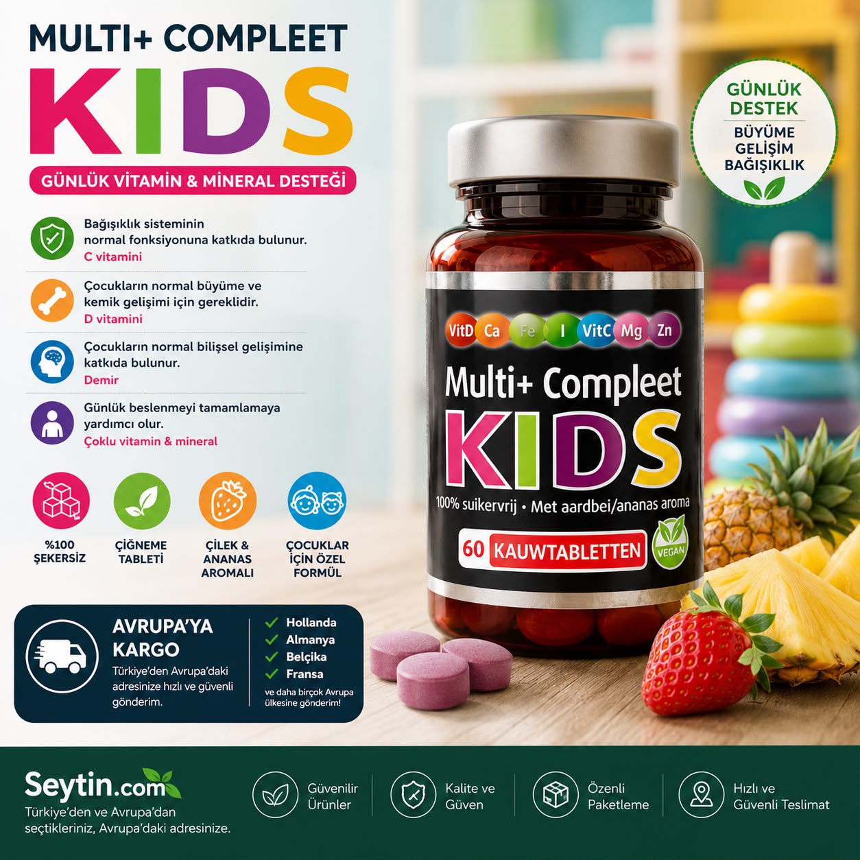 Multi+ Compleet Kids – Çocuklar için Günlük Vitamin ve Mineral Desteği