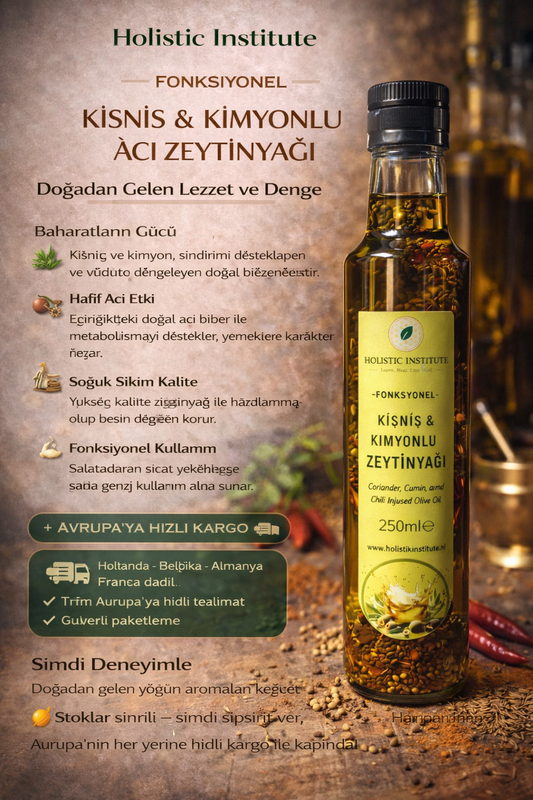 Holistic Institute – Fonksiyonel Kişniş & Kimyonlu Acı Zeytinyağı