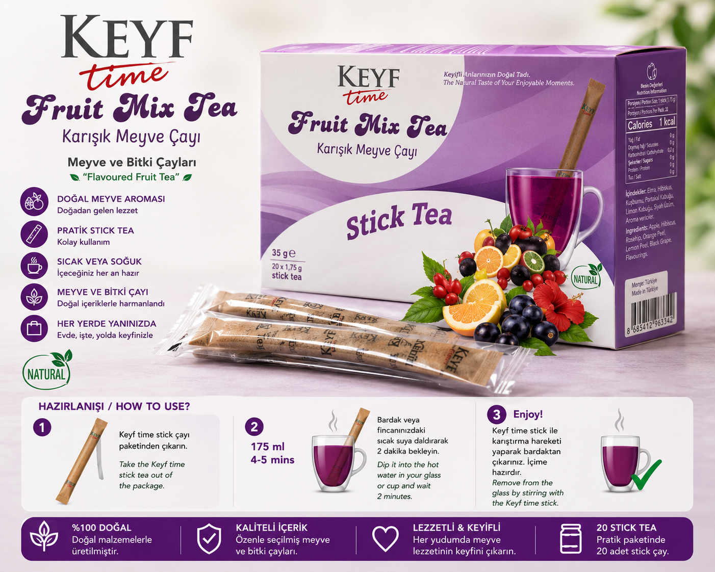 Keyf Time Karışık Meyve Çayı – 20 Stick Tea
