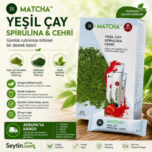 MATCHA Yeşil Çay, Spirulina & Cehri