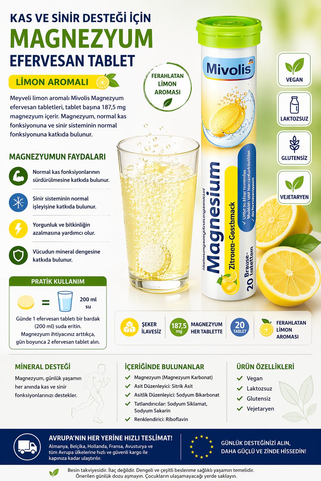 Kas ve Sinir Desteği: Magnezyum Efervesan Tablet