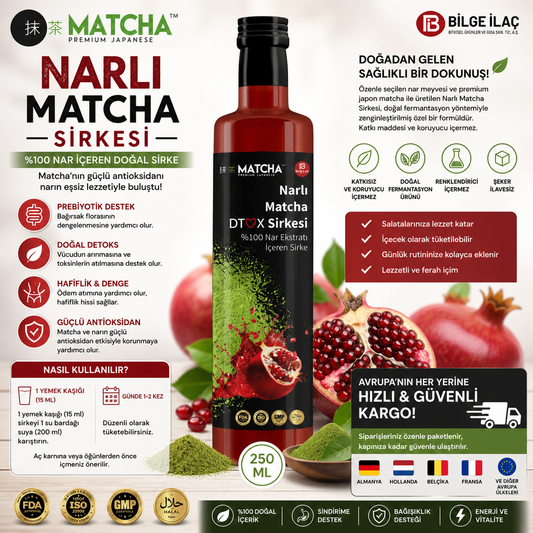 Matcha Premium Japanese Narlı Matchalı Detox Sirkesi 250 ml