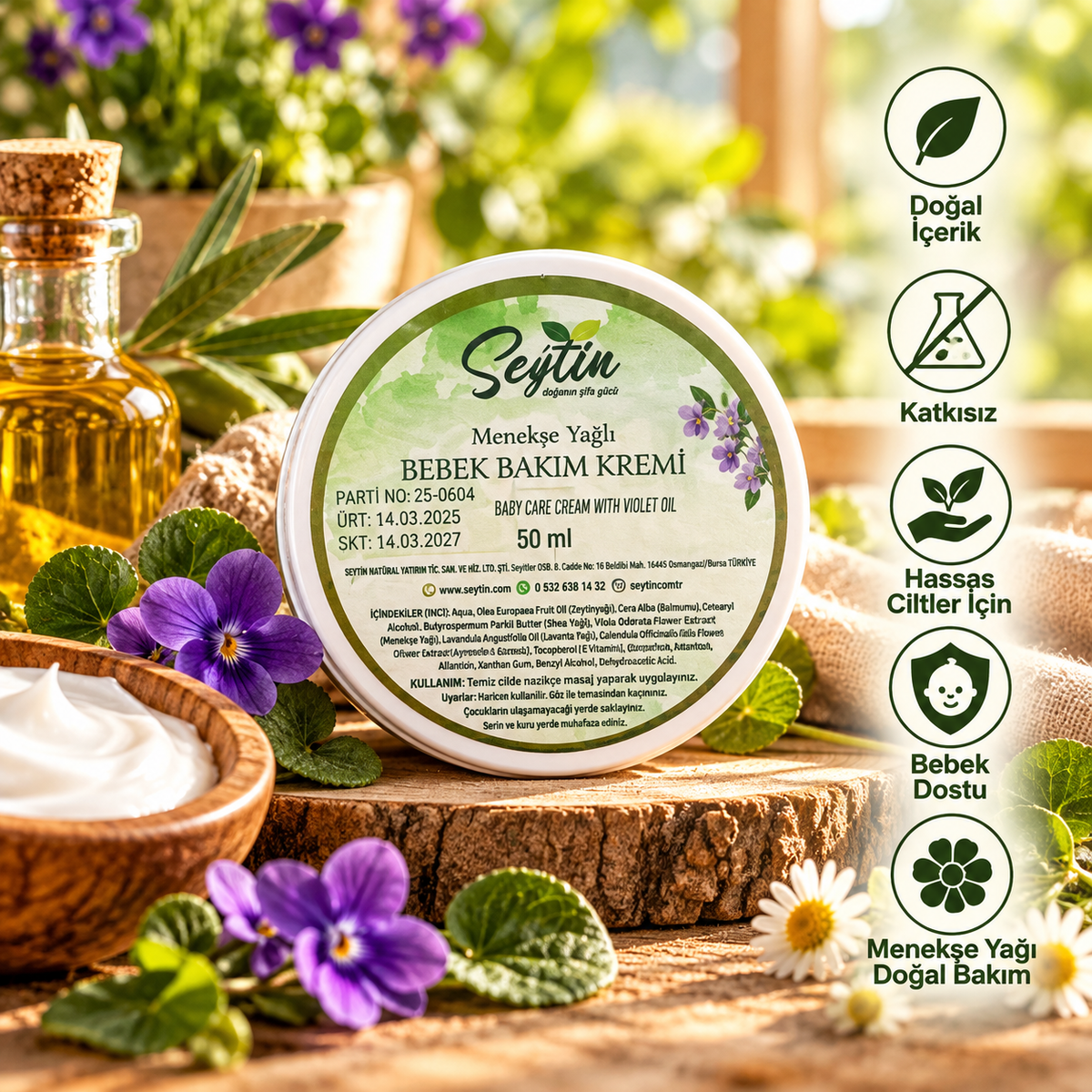 Crema de cuidado para bebés con aceite de violeta 50ml