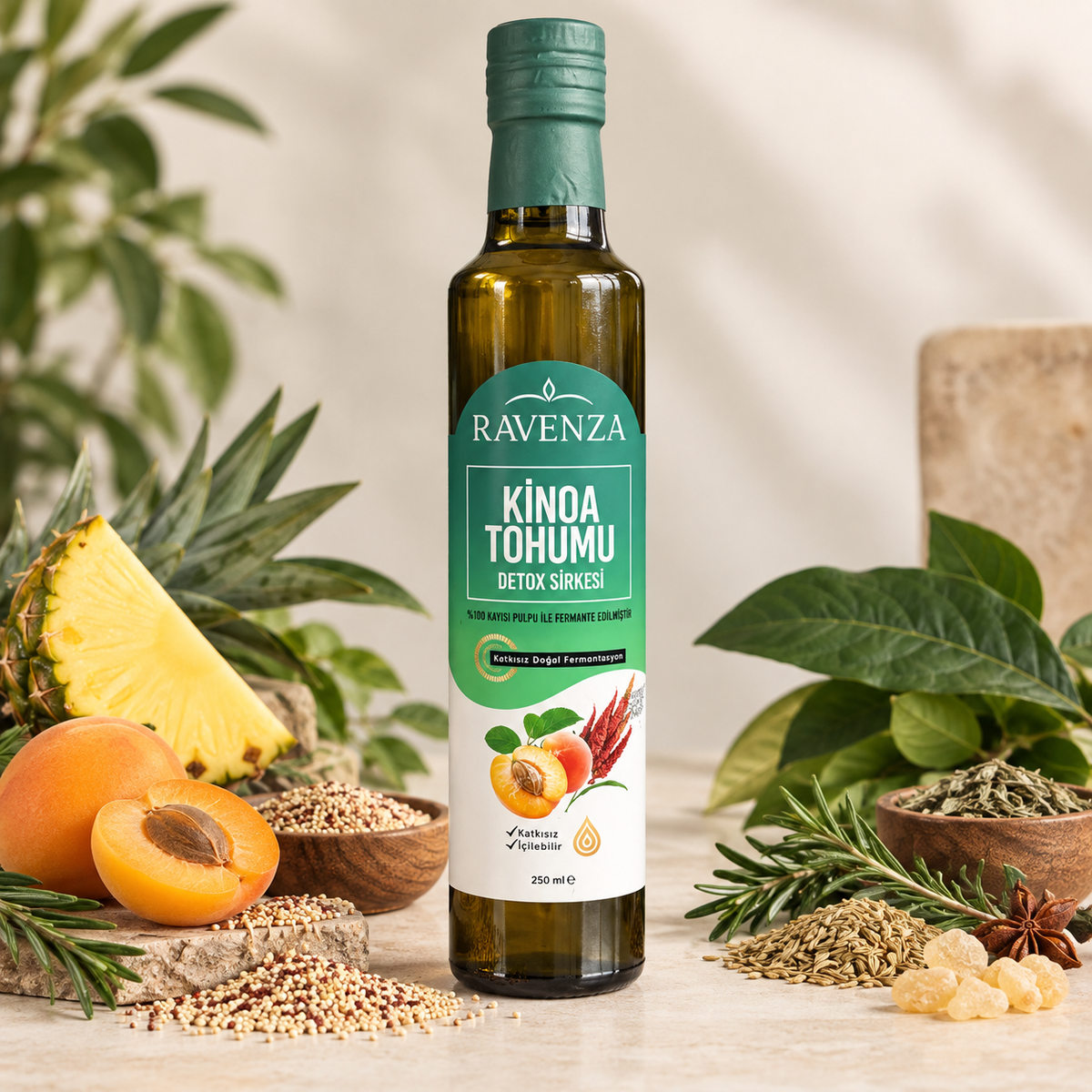Ravenza Kinoa Tohumu + Kayısı Detox Sirkesi – 250 ml