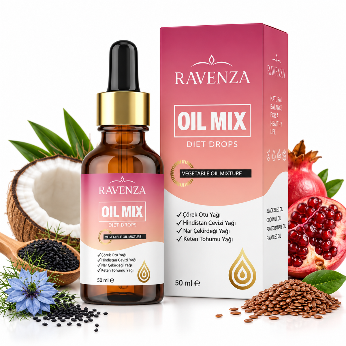 Ravenza Oil Mix Diet Drops – Bitkisel Yağ Karışımı 50 ml