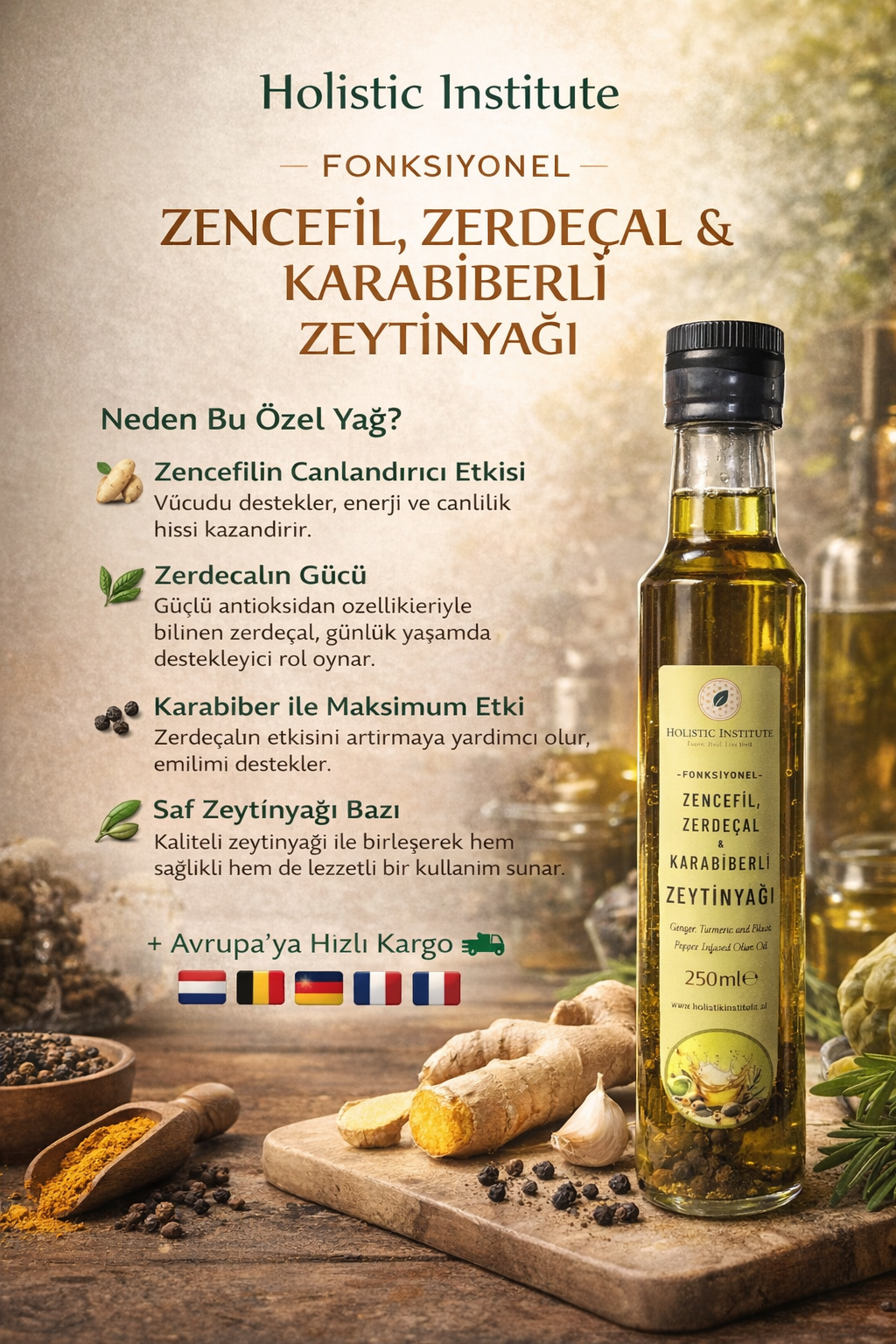 Holistic Institute – Zencefil, Zerdeçal & Karabiberli Zeytinyağı