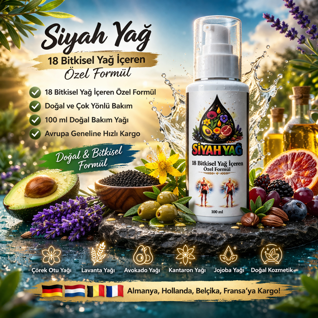 Siyah Yağ – 18 Bitkisel Yağ İçeren Özel Formül (100 ml)