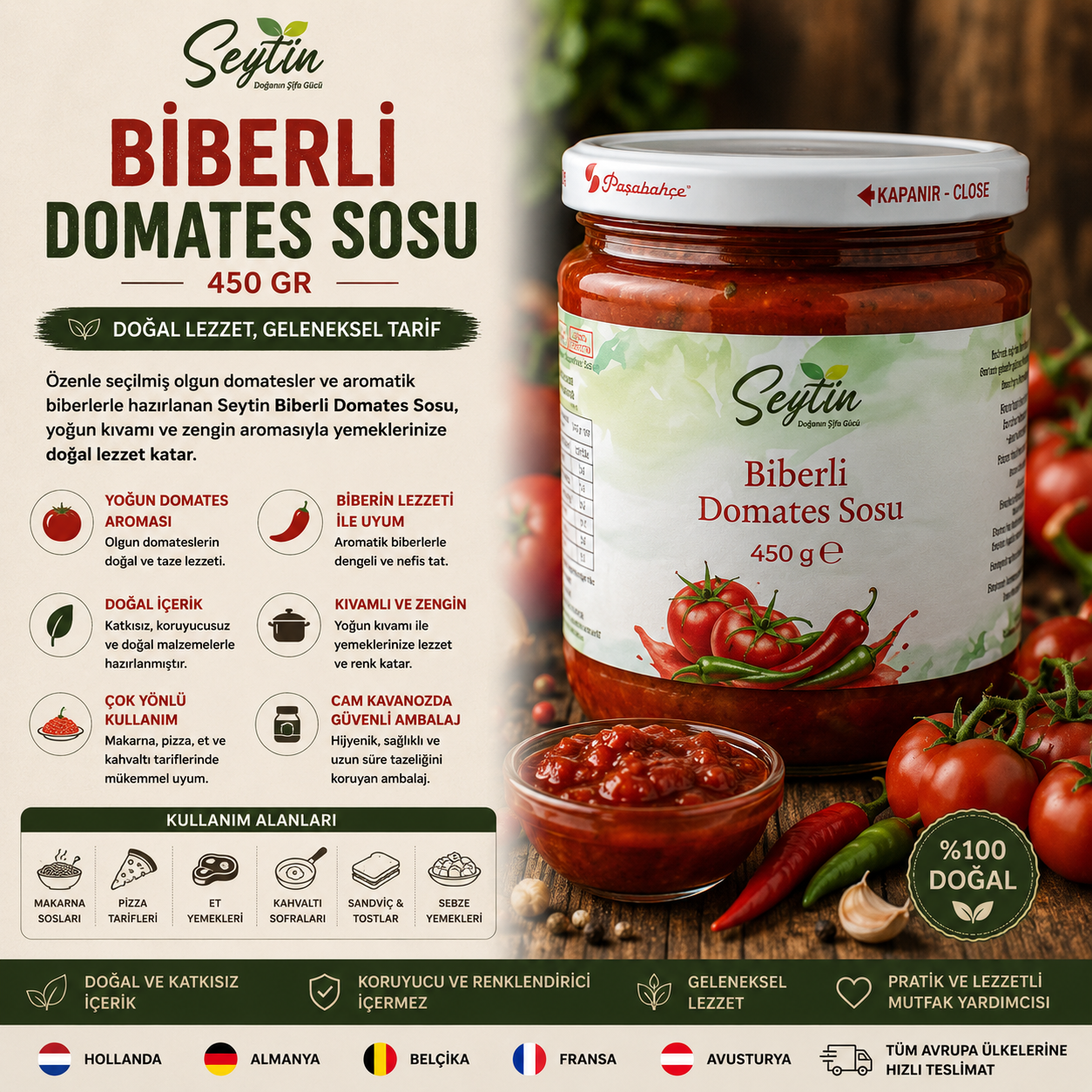 BİBERLİ DOMATES SOSU 450 GR