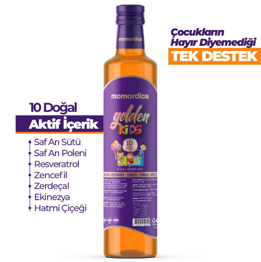 Golden Kids - 10 Natürliche Pflanzenextrakte Orangenaroma Konzentrierte Mischung speziell für Kinder - 250ml