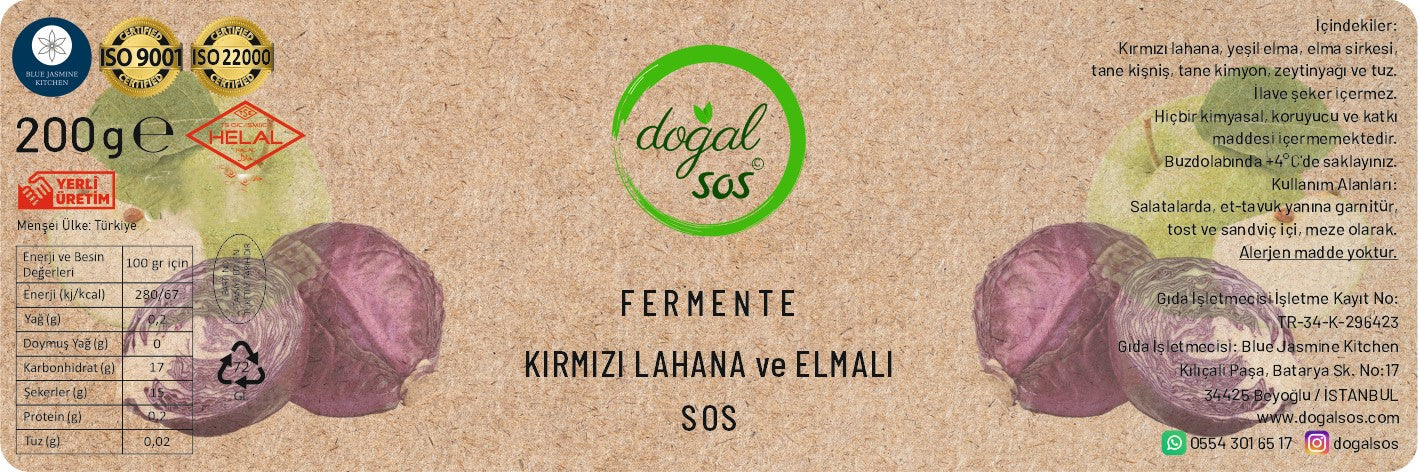 Fermente Kırmızı Lahana Elmalı Sos