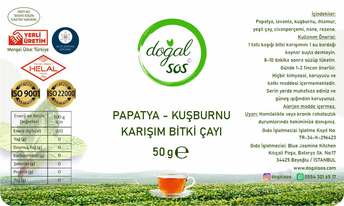 Papatya-Kuşburnu Karışım Bitki Çayı 50g