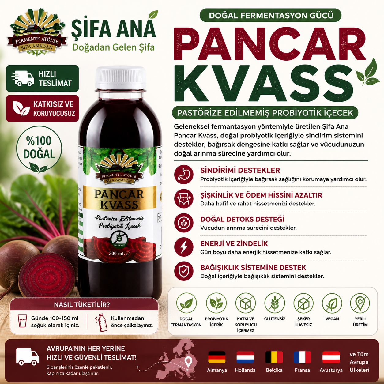 ŞİFA ANA Pancar Kvass (500 ml)
